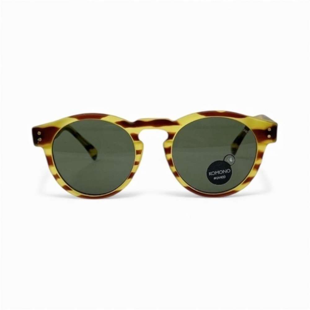 Komono Yellow Brown Animal Print Sunglasses NEW NWT Clement Safari
